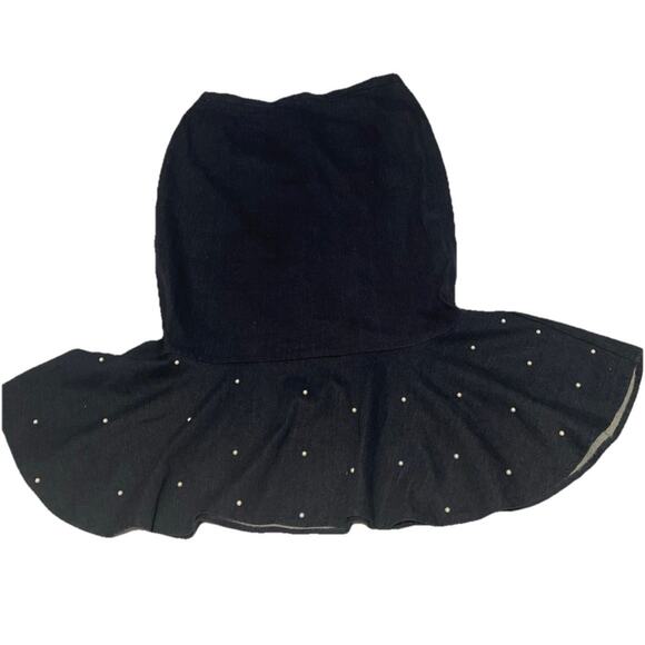 Devine Sport NY Ankle Length Denim Skirt with Perlescent Bead Ruffle Decoration - Picture 2 of 5